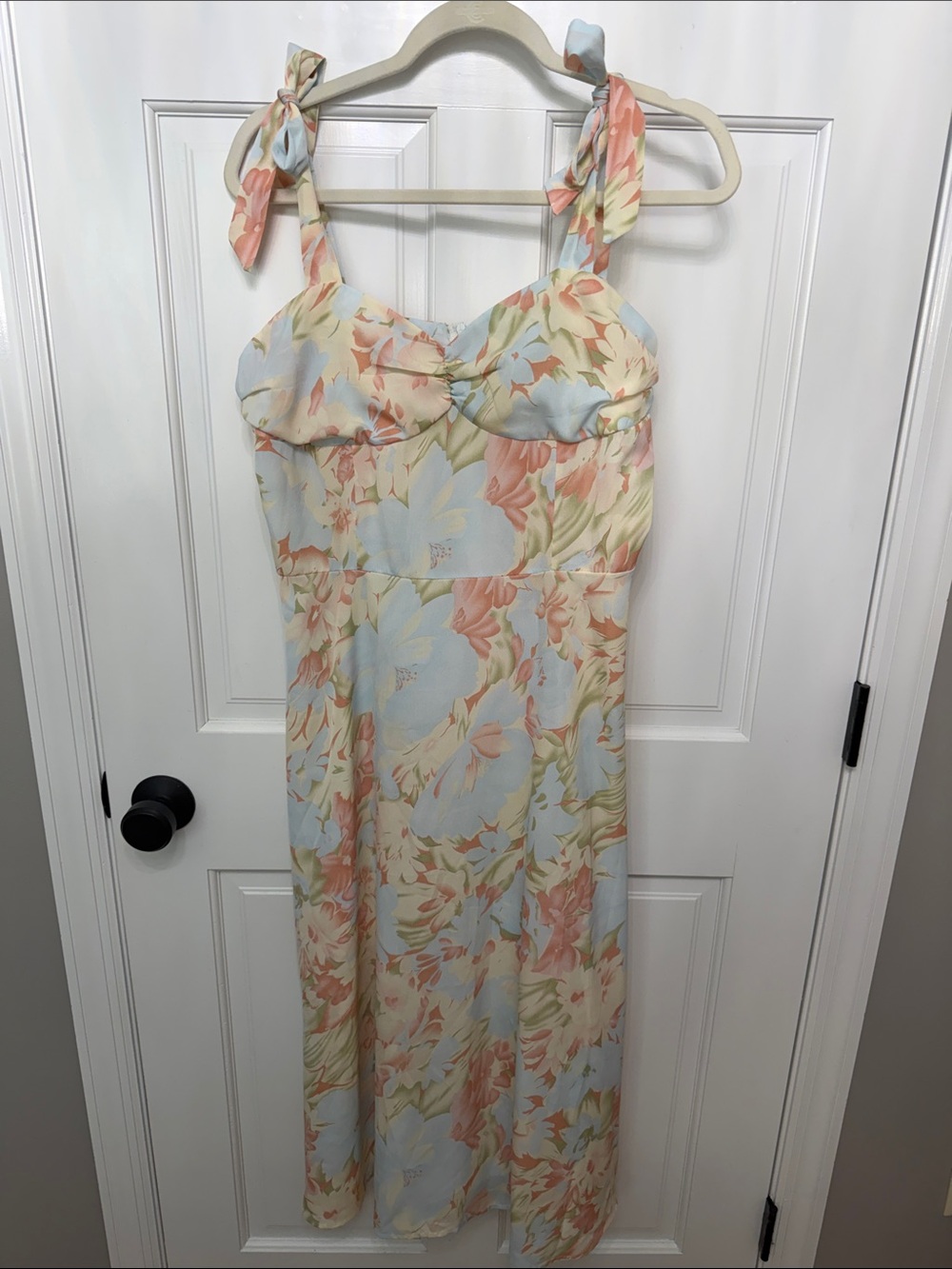 Shein Floral Tie-Shoulder Midi Dress